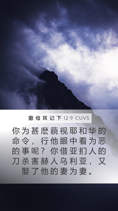 撒 母 耳 记 下 12:9 CUVS Mobile Phone Wallpaper - 你 为 甚 麽 藐 视 耶 和 华 的 命 令 - Mobile Bible Verse Wallpaper