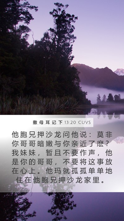 撒 母 耳 记 下 13:20 CUVS Bible Verse Image