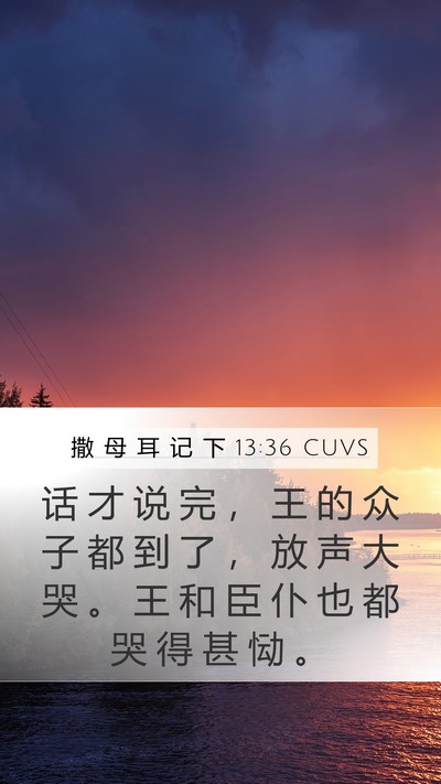 撒 母 耳 记 下 13:36 CUVS Mobile Phone Wallpaper - 话 才 说 完 ， 王 的 众 子 都 到 了 - Mobile Bible Verse Wallpaper