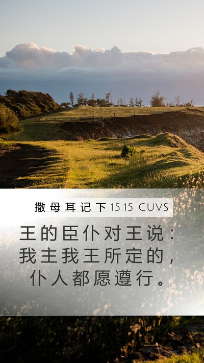 撒 母 耳 记 下 15:15 CUVS Mobile Phone Wallpaper - 王 的 臣 仆 对 王 说 ： 我 主 我 王 - Mobile Bible Verse Wallpaper