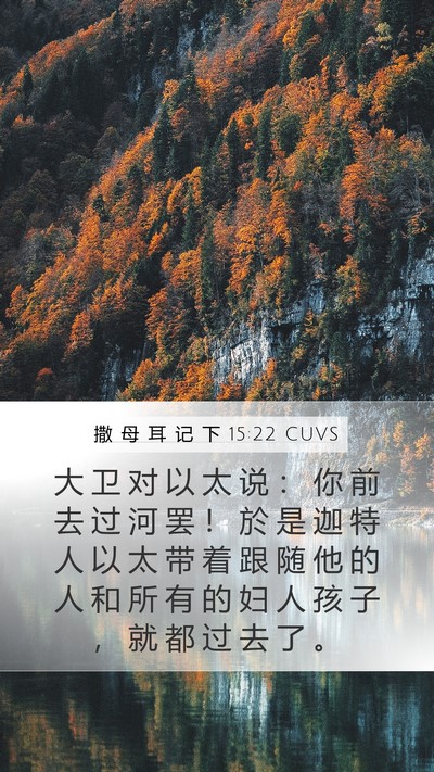 撒 母 耳 记 下 15:22 CUVS Mobile Phone Wallpaper - 大 卫 对 以 太 说 ： 你 前 去 过 河 - Mobile Bible Verse Wallpaper