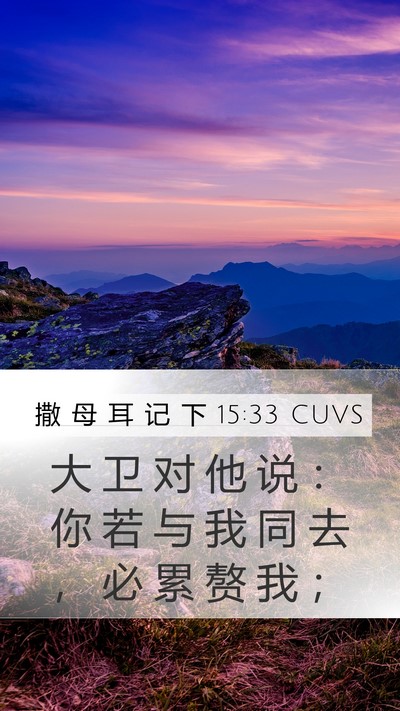 撒 母 耳 记 下 15:33 CUVS Mobile Phone Wallpaper - 大 卫 对 他 说 ： 你 若 与 我 同 去 - Mobile Bible Verse Wallpaper