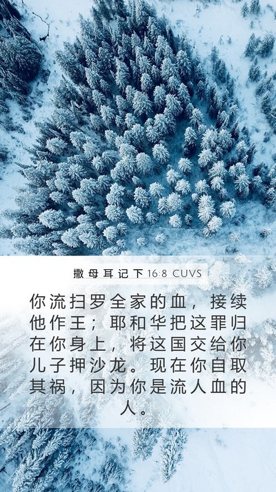撒 母 耳 记 下 16:8 CUVS Bible Verse Image