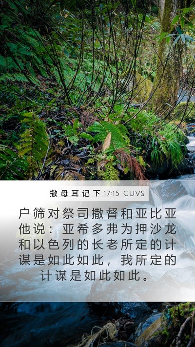 撒 母 耳 记 下 17:15 CUVS Mobile Phone Wallpaper - 户 筛 对 祭 司 撒 督 和 亚 比 亚 他 - Mobile Bible Verse Wallpaper