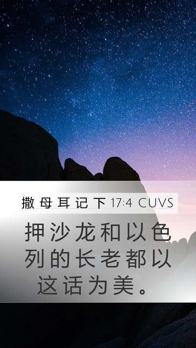 撒 母 耳 记 下 17:4 CUVS Mobile Phone Wallpaper - 押 沙 龙 和 以 色 列 的 长 老 都 以 - Mobile Bible Verse Wallpaper