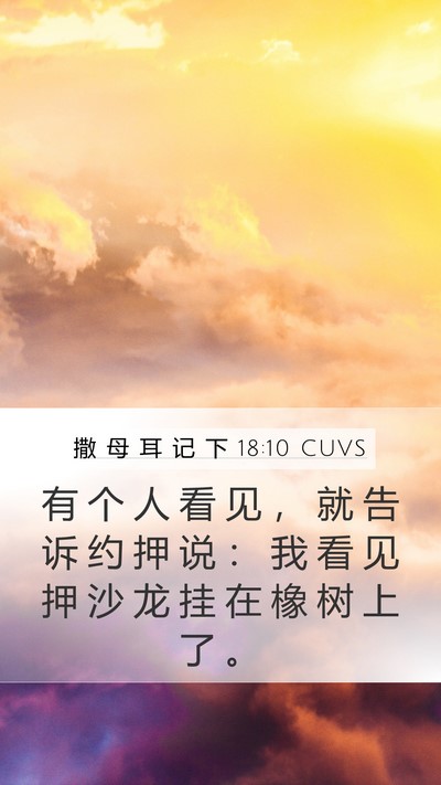 撒 母 耳 记 下 18:10 CUVS Mobile Phone Wallpaper - 有 个 人 看 见 ， 就 告 诉 约 押 说 - Mobile Bible Verse Wallpaper