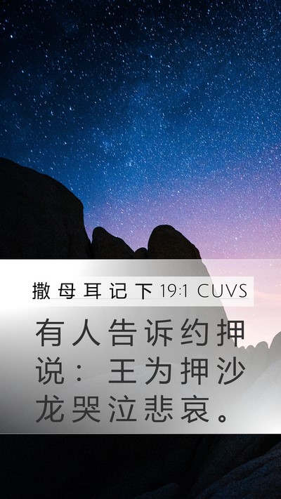 撒 母 耳 记 下 19:1 CUVS Mobile Phone Wallpaper - 有 人 告 诉 约 押 说 ： 王 为 押 沙 - Mobile Bible Verse Wallpaper