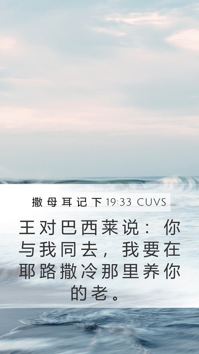 撒 母 耳 记 下 19:33 CUVS Mobile Phone Wallpaper - 王 对 巴 西 莱 说 ： 你 与 我 同 去 - Mobile Bible Verse Wallpaper