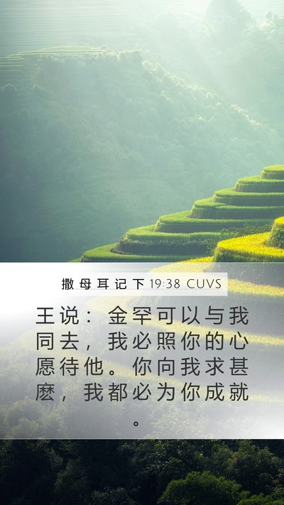 撒 母 耳 记 下 19:38 CUVS Mobile Phone Wallpaper - 王 说 ： 金 罕 可 以 与 我 同 去 ， - Mobile Bible Verse Wallpaper