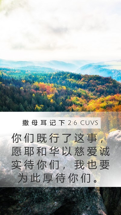 撒 母 耳 记 下 2:6 CUVS Mobile Phone Wallpaper - 你 们 既 行 了 这 事 ， 愿 耶 和 华 - Mobile Bible Verse Wallpaper