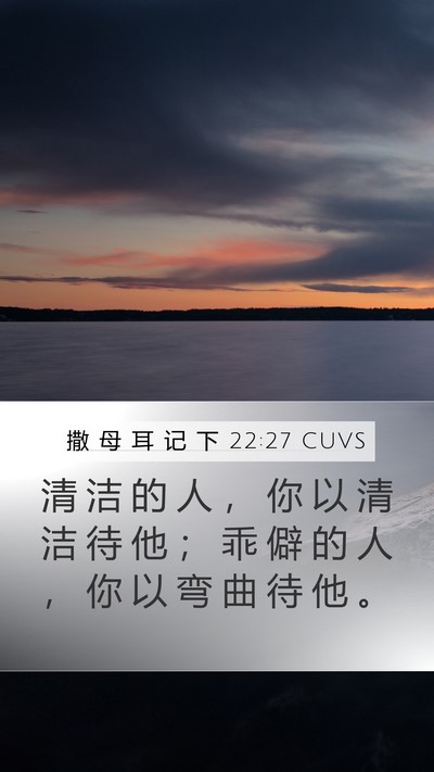 撒 母 耳 记 下 22:27 CUVS Mobile Phone Wallpaper - 清 洁 的 人 ， 你 以 清 洁 待 他 ； - Mobile Bible Verse Wallpaper