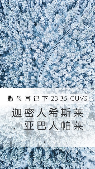 撒 母 耳 记 下 23:35 CUVS Mobile Phone Wallpaper - 迦 密 人 希 斯 莱 ， 亚 巴 人 帕 莱 - Mobile Bible Verse Wallpaper