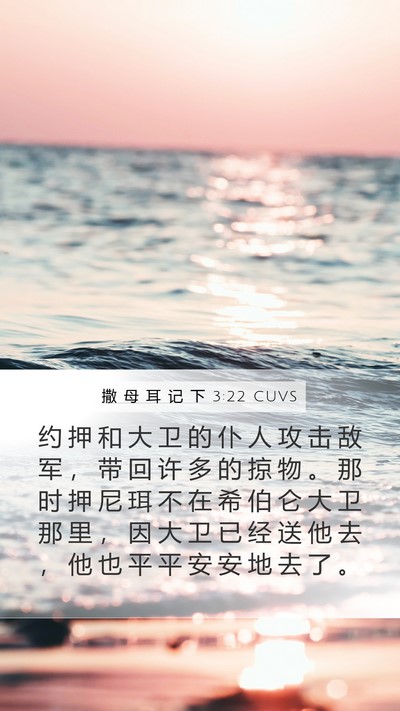 撒 母 耳 记 下 3:22 CUVS Mobile Phone Wallpaper - 约 押 和 大 卫 的 仆 人 攻 击 敌 军 - Mobile Bible Verse Wallpaper