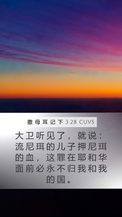 撒 母 耳 记 下 3:28 CUVS Bible Verse Image