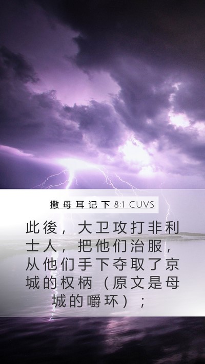 撒 母 耳 记 下 8:1 CUVS Mobile Phone Wallpaper - 此 後 ， 大 卫 攻 打 非 利 士 人 ， - Mobile Bible Verse Wallpaper