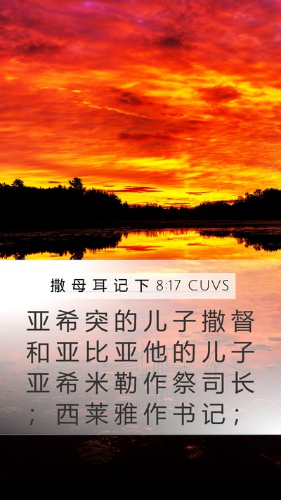 撒 母 耳 记 下 8:17 CUVS Mobile Phone Wallpaper - 亚 希 突 的 儿 子 撒 督 和 亚 比 亚 - Mobile Bible Verse Wallpaper