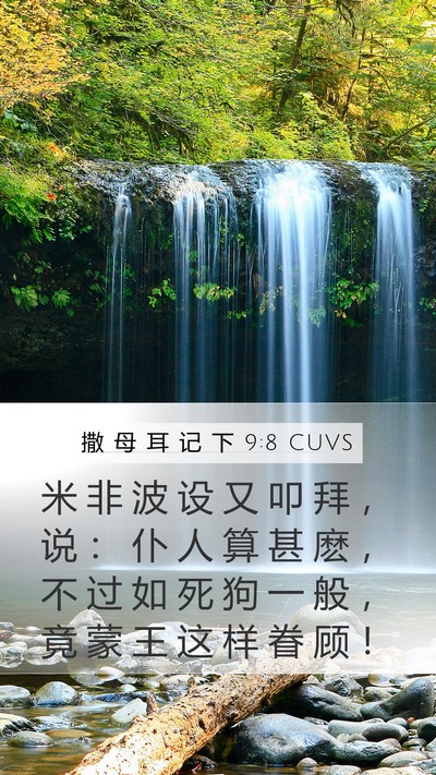 撒 母 耳 记 下 9:8 CUVS Mobile Phone Wallpaper - 米 非 波 设 又 叩 拜 ， 说 ： 仆 人 - Mobile Bible Verse Wallpaper