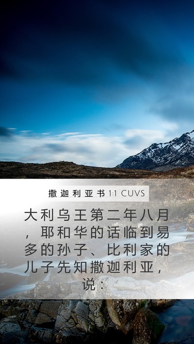 撒 迦 利 亚 书 1:1 CUVS Mobile Phone Wallpaper - 大 利 乌 王 第 二 年 八 月 ， 耶 和 - Mobile Bible Verse Wallpaper