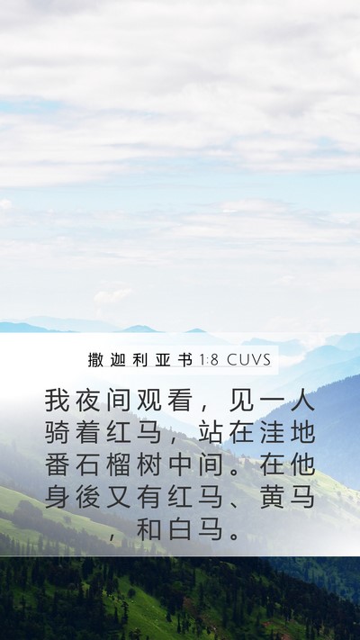 撒 迦 利 亚 书 1:8 CUVS Bible Verse Image