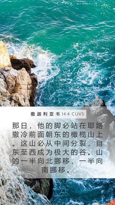 撒 迦 利 亚 书 14:4 CUVS Bible Verse Image