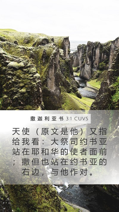 撒 迦 利 亚 书 3:1 CUVS Bible Verse Image