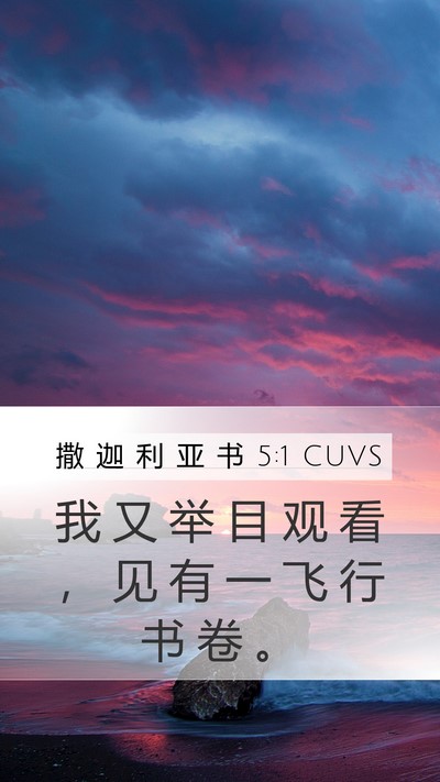 撒 迦 利 亚 书 5:1 CUVS Bible Verse Image