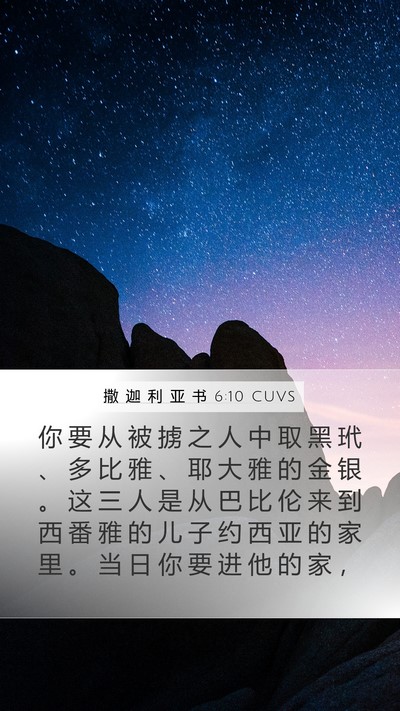 撒 迦 利 亚 书 6:10 CUVS Bible Verse Image