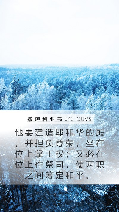 撒 迦 利 亚 书 6:13 CUVS Bible Verse Image