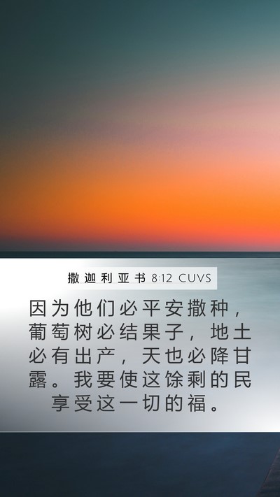 撒 迦 利 亚 书 8:12 CUVS Bible Verse Image