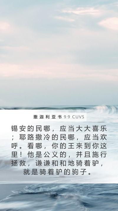 撒 迦 利 亚 书 9:9 CUVS Bible Verse Image