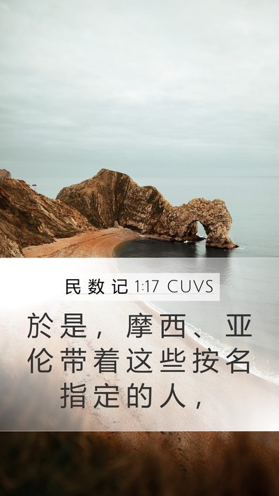 民 数 记 1:17 CUVS Mobile Phone Wallpaper - 於 是 ， 摩 西 、 亚 伦 带 着 这 些 - Mobile Bible Verse Wallpaper