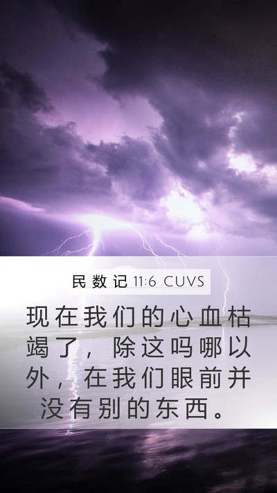 民 数 记 11:6 CUVS Mobile Phone Wallpaper - 现 在 我 们 的 心 血 枯 竭 了 ， 除 - Mobile Bible Verse Wallpaper
