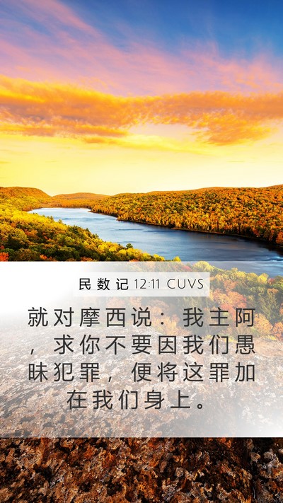 民 数 记 12:11 CUVS Mobile Phone Wallpaper - 就 对 摩 西 说 ： 我 主 阿 ， 求 你 - Mobile Bible Verse Wallpaper