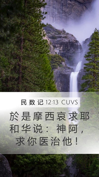 民 数 记 12:13 CUVS Mobile Phone Wallpaper - 於 是 摩 西 哀 求 耶 和 华 说 ： 神 - Mobile Bible Verse Wallpaper