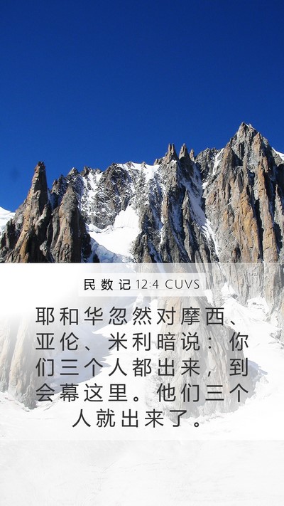民 数 记 12:4 CUVS Mobile Phone Wallpaper - 耶 和 华 忽 然 对 摩 西 、 亚 伦 、 - Mobile Bible Verse Wallpaper