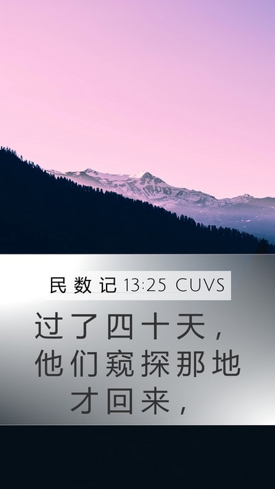 民 数 记 13:25 CUVS Mobile Phone Wallpaper - 过 了 四 十 天 ， 他 们 窥 探 那 地 - Mobile Bible Verse Wallpaper