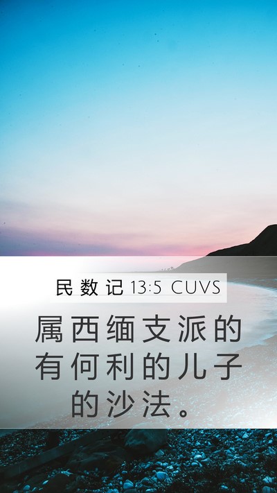 民 数 记 13:5 CUVS Mobile Phone Wallpaper - 属 西 缅 支 派 的 有 何 利 的 儿 子 - Mobile Bible Verse Wallpaper