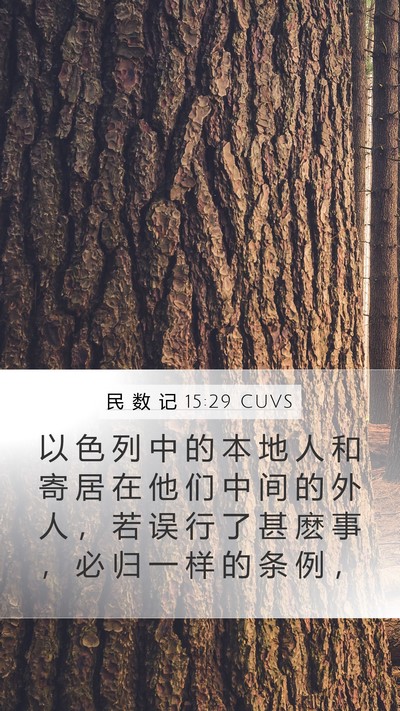 民 数 记 15:29 CUVS Mobile Phone Wallpaper - 以 色 列 中 的 本 地 人 和 寄 居 在 - Mobile Bible Verse Wallpaper