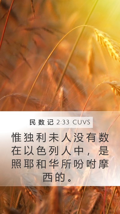民 数 记 2:33 CUVS Mobile Phone Wallpaper - 惟 独 利 未 人 没 有 数 在 以 色 列 - Mobile Bible Verse Wallpaper