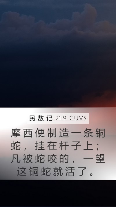 民 数 记 21:9 CUVS Mobile Phone Wallpaper - 摩 西 便 制 造 一 条 铜 蛇 ， 挂 在 - Mobile Bible Verse Wallpaper