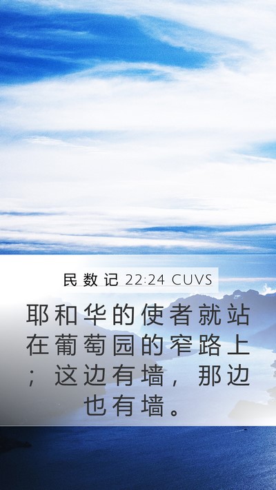 民 数 记 22:24 CUVS Mobile Phone Wallpaper - 耶 和 华 的 使 者 就 站 在 葡 萄 园 - Mobile Bible Verse Wallpaper
