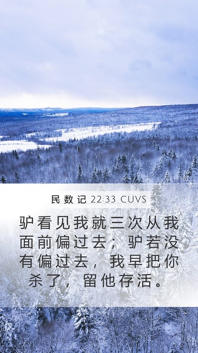 民 数 记 22:33 CUVS Mobile Phone Wallpaper - 驴 看 见 我 就 三 次 从 我 面 前 偏 - Mobile Bible Verse Wallpaper