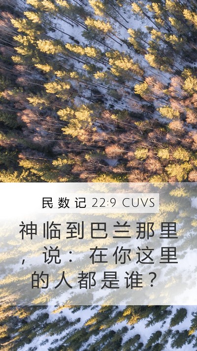 民 数 记 22:9 CUVS Mobile Phone Wallpaper - 神 临 到 巴 兰 那 里 ， 说 ： 在 你 - Mobile Bible Verse Wallpaper