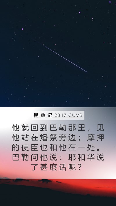 民 数 记 23:17 CUVS Mobile Phone Wallpaper - 他 就 回 到 巴 勒 那 里 ， 见 他 站 - Mobile Bible Verse Wallpaper