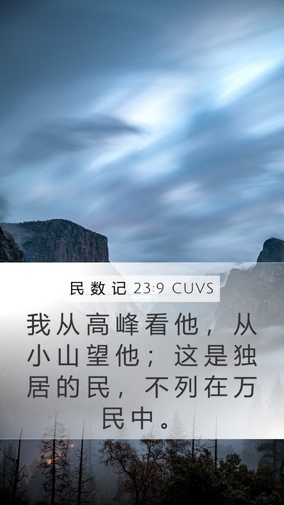 民 数 记 23:9 CUVS Mobile Phone Wallpaper - 我 从 高 峰 看 他 ， 从 小 山 望 他 - Mobile Bible Verse Wallpaper