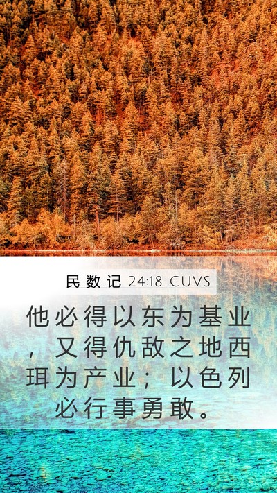 民 数 记 24:18 CUVS Mobile Phone Wallpaper - 他 必 得 以 东 为 基 业 ， 又 得 仇 - Mobile Bible Verse Wallpaper