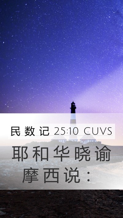 民 数 记 25:10 CUVS Mobile Phone Wallpaper - 耶 和 华 晓 谕 摩 西 说 - Mobile Bible Verse Wallpaper