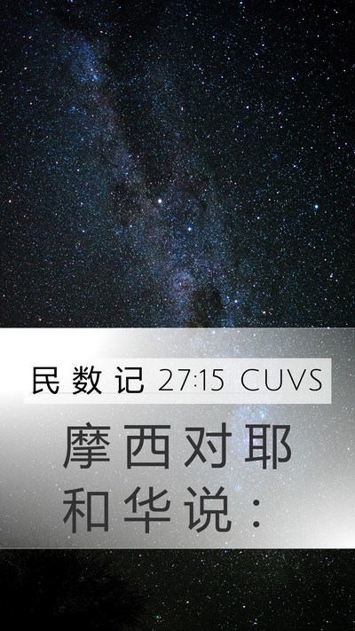民 数 记 27:15 CUVS Mobile Phone Wallpaper - 摩 西 对 耶 和 华 说 - Mobile Bible Verse Wallpaper