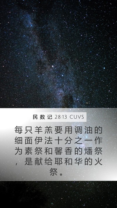 民 数 记 28:13 CUVS Mobile Phone Wallpaper - 每 只 羊 羔 要 用 调 油 的 细 面 伊 - Mobile Bible Verse Wallpaper