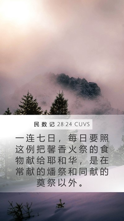 民 数 记 28:24 CUVS Mobile Phone Wallpaper - 一 连 七 日 ， 每 日 要 照 这 例 把 - Mobile Bible Verse Wallpaper